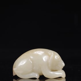 An Exquisite White Jade Auspicious Beast Ornament