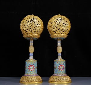 A Pair of Rare Cloisonne Dragon and Phoenix Pattern Censers