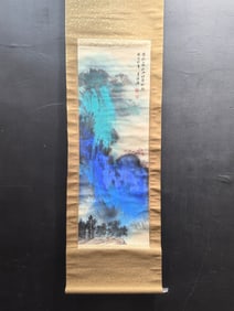 A Chinese Vertical Scroll Ink Painting of Landscape on Paper,Zhang Daqian