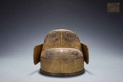 A Rare Gilt Bronze Lotus and Fish Pattern Hat