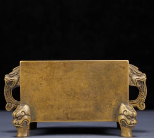 An Exquisite Bronze Dragon-Ears Square Censer