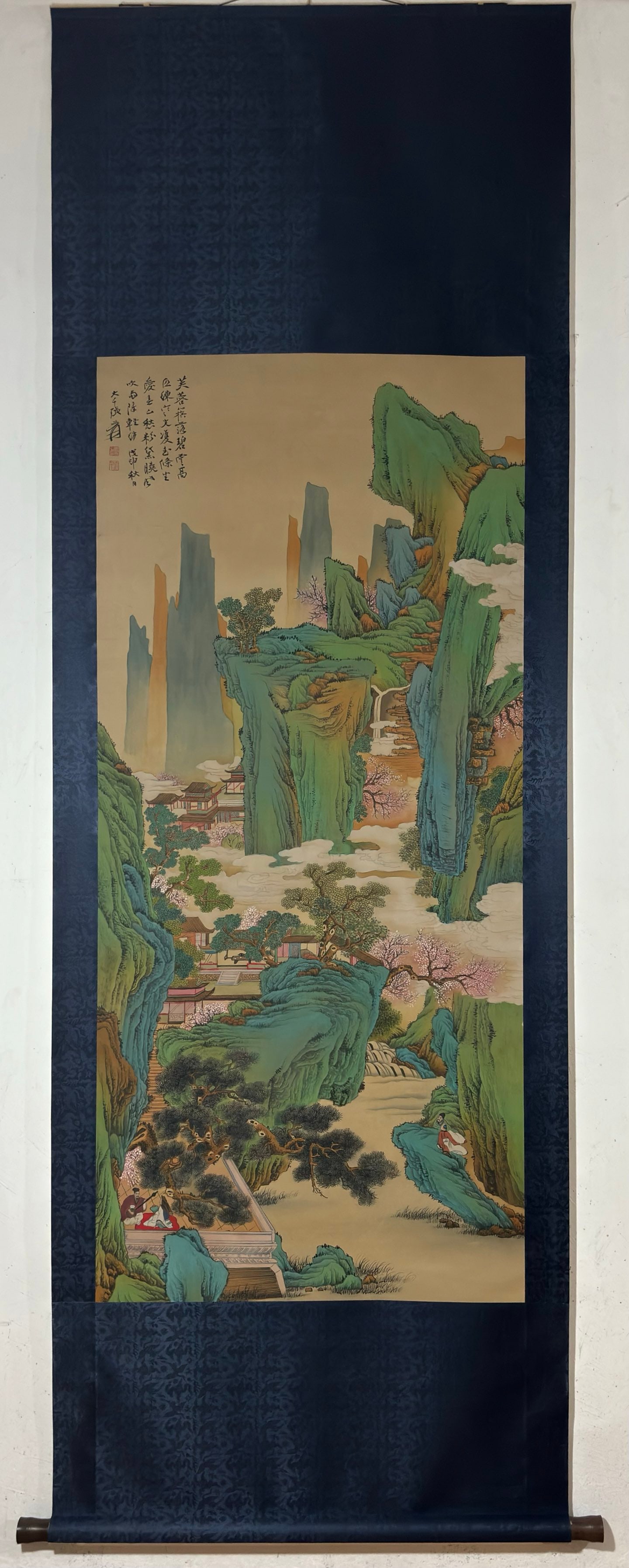 A Chinese Vertical Scroll Ink Painting of Landscape and Figure on Silk,Zhang Daqian (1 of 9)