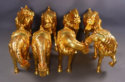 A Set of Fine Gilt Bronze Horse Ornaments