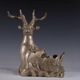 An Exquisite Silver-plated Deer Censer
