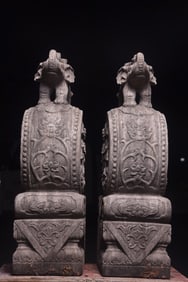 A Pair of Huge Limestone Elephant Ornament