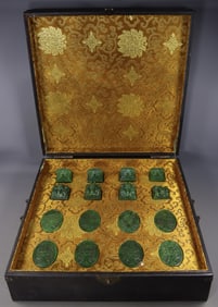 A Set of Fine Jasper Dragon Pattern Seals,with poem