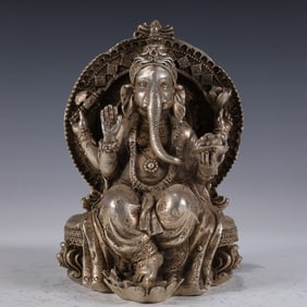 An Exquisite Silver-plated God of Wealth Ornament
