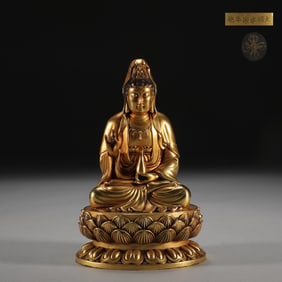 A Solemn Gilt Bronze Statue of Avalokitesvara