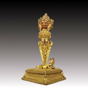 A Magnificent Gilt-Bronze Ritual Scepter, Vajra