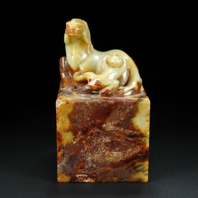 A Rare White Jade Horse and Monkey Seal