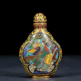 An Exquisite Cloisonne Character and Story Pattern Snuff Bottle