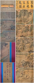 A Chinese Vertical Scroll Ink Painting of Landscape and Figure on Silk,Guan Tong