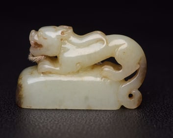 An Exquisite White Jade Auspicious Beast Seal