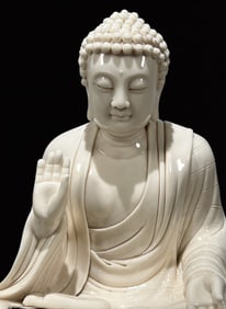 A Solemn Dehua white porcelain Statue of Sakyamuni