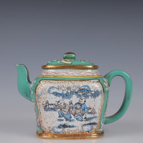An Exquisite Purple Sands Figure Pattern Teapot