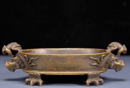 An Exquisite Bronze Dragon Pattern Censer
