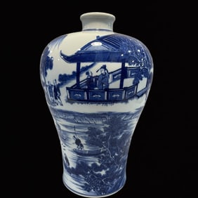A Rare Blue and White Character and Story Pattern Vase