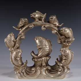 An Exquisite Silver-plated Carp Ornament