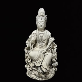 A Solemn Dehua white porcelain Statue of Avalokitesvara