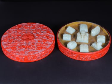 A Set of Fine White Jade Dragon Pattern Seals