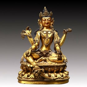 A Solemn Gilt Bronze Statue of Gautama’s Mother