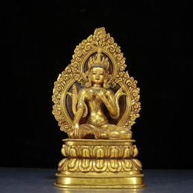 A Solemn Gilt Bronze Statue of Tara