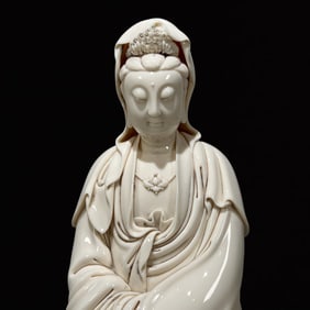 A Solemn Dehua white porcelain Statue of Avalokitesvara