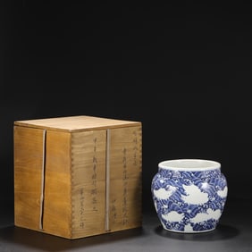 An Exquisite Blue and White Seawater and Fish Pattern Vat