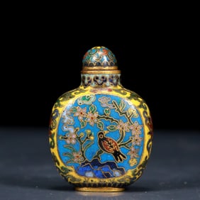 An Exquisite Cloisonne Flower and Bird Pattern Snuff Bottle