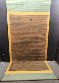A Chinese Vertical Scroll Ink Painting of Horse on Silk,Lang Shining