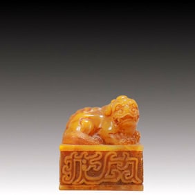 An Exquisite Shoushan Stone Lion Seal
