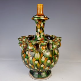 A Rare Liao Tri-Color Glazed Pottery Vase