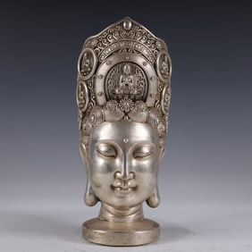 An Exquisite Silver-plated  Buddha-head Ornament