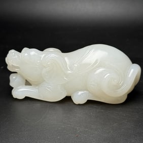 An Exquisite White Jade Beast Hand Piece