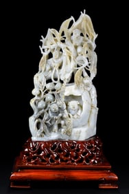 A Rare White Jade Carved Figure Ornament