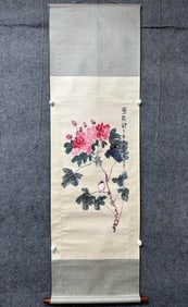 A Chinese Vertical Scroll Ink Painting of Flower and Bird on Paper,Jia Guangjian