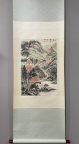 A Chinese Vertical Scroll Ink Painting of Landscape on Paper,Song Boping