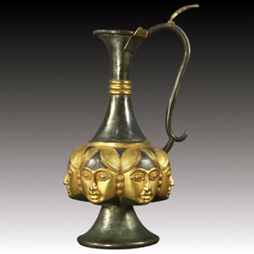 An Exquisite Gilt Bronze Human Face Pattern Ewer
