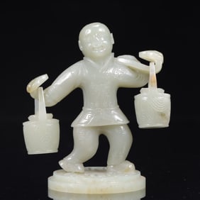 An Exquisite White Jade Figure Ornament