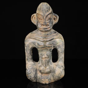 An Archaic Hongshan Culture Greenish Jade Figure Ornament
