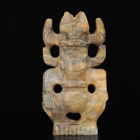 An Archaic Hongshan Culture Yellow Jade Figure Ornament