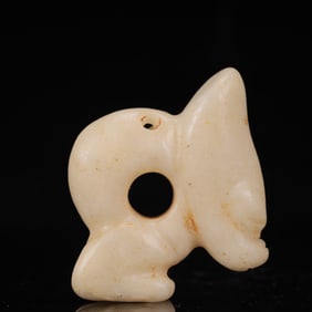 An Archaic Hongshan Culture White Jade Pig and Dragon Pendant