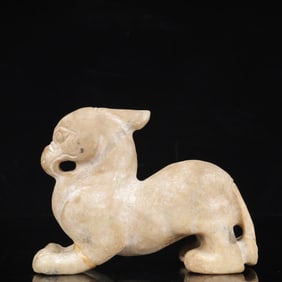 An Archaic Hongshan Culture White Jade Animal Ornament