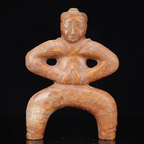 An Archaic Hongshan Culture Yellow Jade Figure Ornament