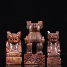 A Set of Fine White Jade Auspicious Beast Seals
