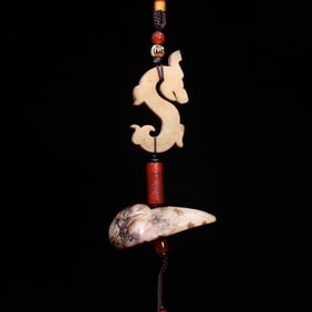 An Exquisite White Jade Dragon and Phoenix Pendant
