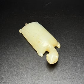 An Exquisite White Jade Dragon Turtle Pendant