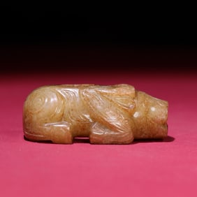 An Exquisite White Jade Buffalo Hand Piece