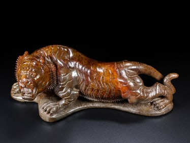 An Exquisite White Jade Tiger Ornament