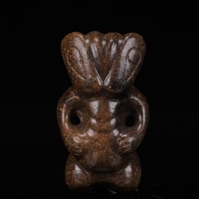 An Archaic Hongshan Culture Yellow Jade Figure Ornament